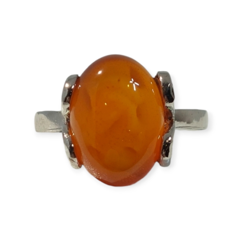 2 For $20 Sale Fashion Jewelry Ring Size 8 Crystal Orange Gemstone Silver Plated